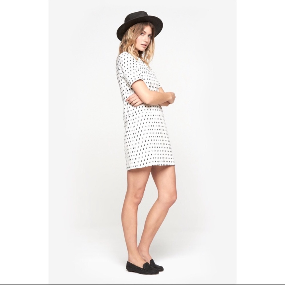 A.P.C. White Mini Dress with Black Dot Print